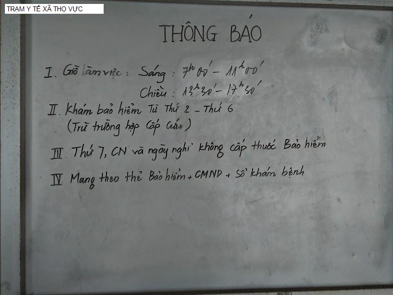 TRẠM Y TẾ XÃ THỌ VỰC